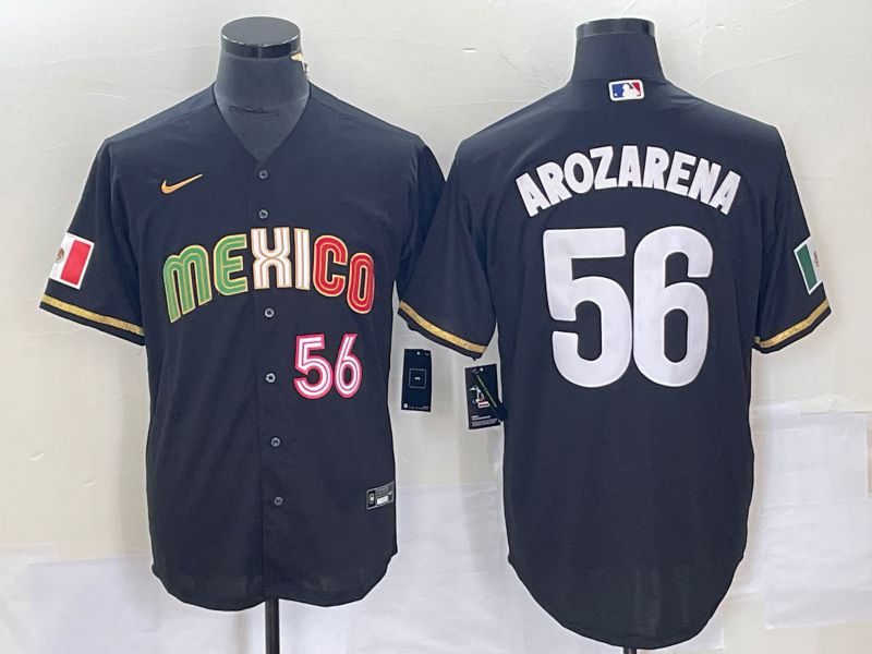 Men 2023 World Cub Mexico #56 Arozarena Black Nike MLB Jersey8